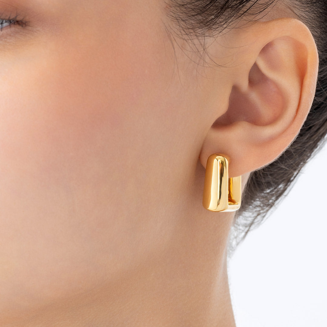 Thahab Yellow Gold Bold Square Hoop Earring - Samra Jewellery - Diamond Jewellery - THAHAB