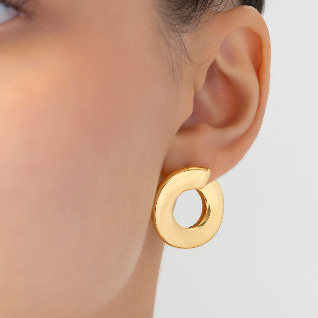 Thahab Yellow Gold Circle Earring - Samra Jewellery - Diamond Jewellery - THAHAB