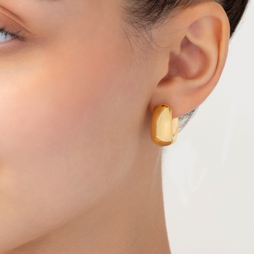 Thahab Yellow Gold Huggie Earring - Samra Jewellery - Diamond Jewellery - THAHAB