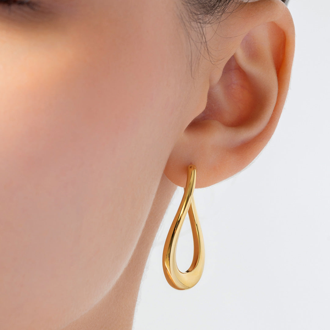 Thahab Yellow Gold Large Wave Hoop Earring - Samra Jewellery - Diamond Jewellery - THAHAB