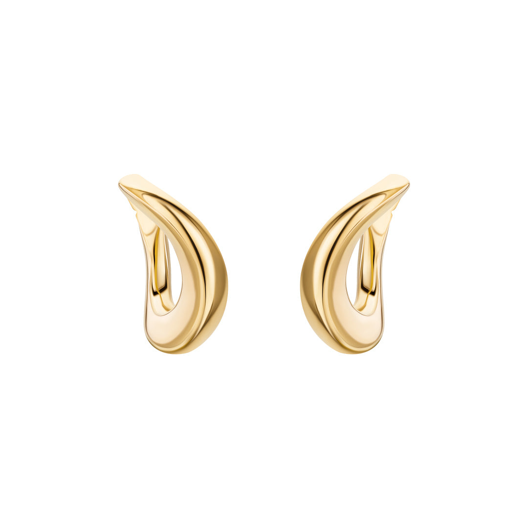 Thahab Yellow Gold Small Wave Hoop Earring - Samra Jewellery - Diamond Jewellery - THAHAB