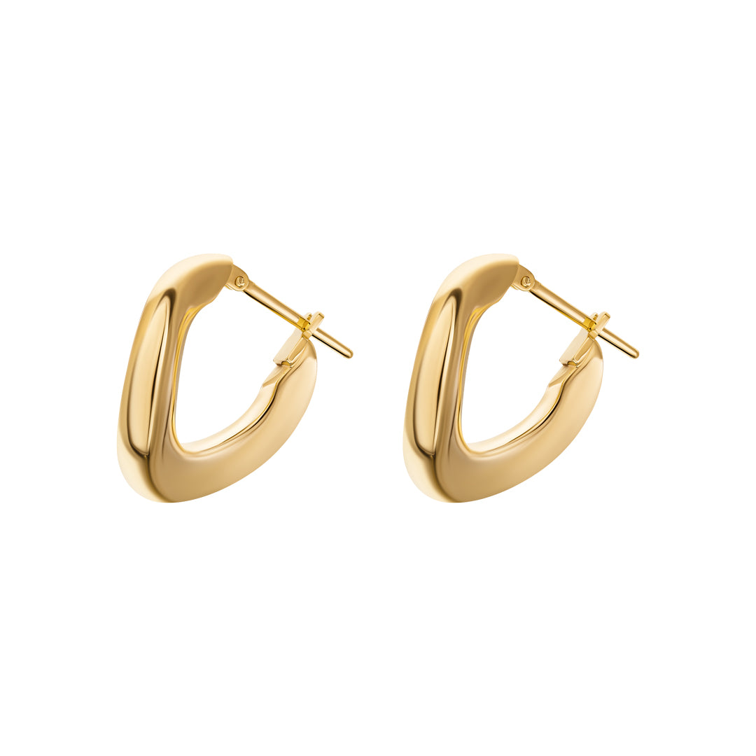 Thahab Yellow Gold Small Wave Hoop Earring - Samra Jewellery - Diamond Jewellery - THAHAB