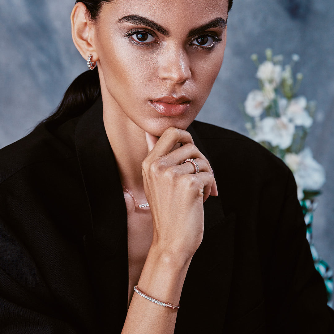 Thalj Rose Gold Diamond Hoop Earring - Samra Jewellery - Diamond Jewellery - THALJ