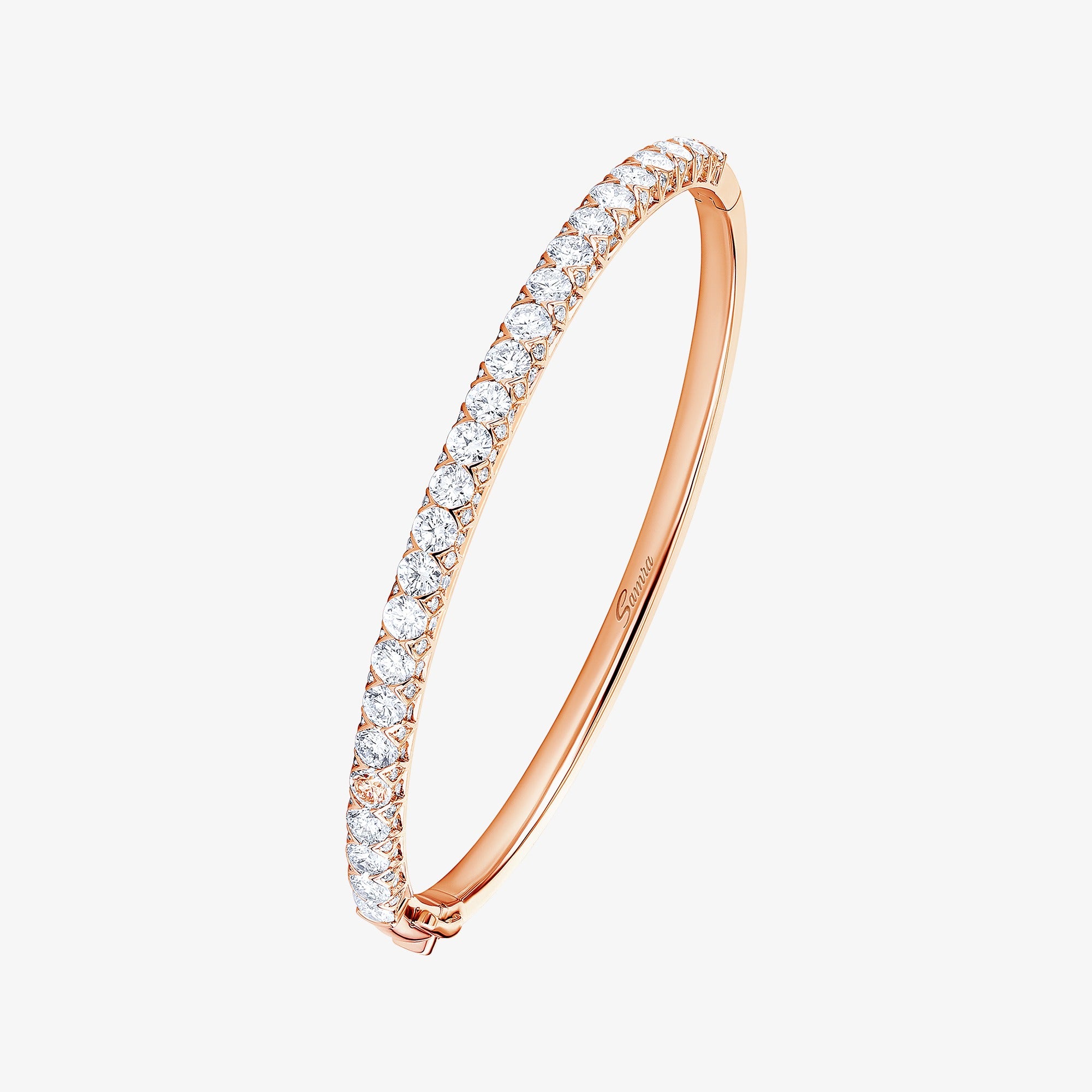 سوار فضفاض ماسي من الذهب الزهري من ثلج