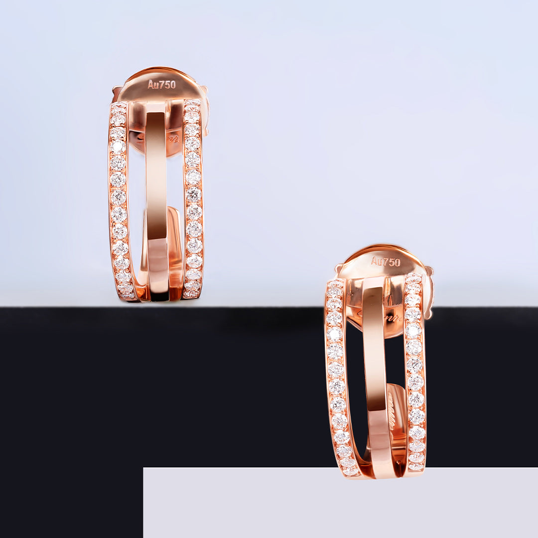 Wid Rose Gold Diamond Triple Earrings - Samra Jewellery - Diamond Jewellery - WID