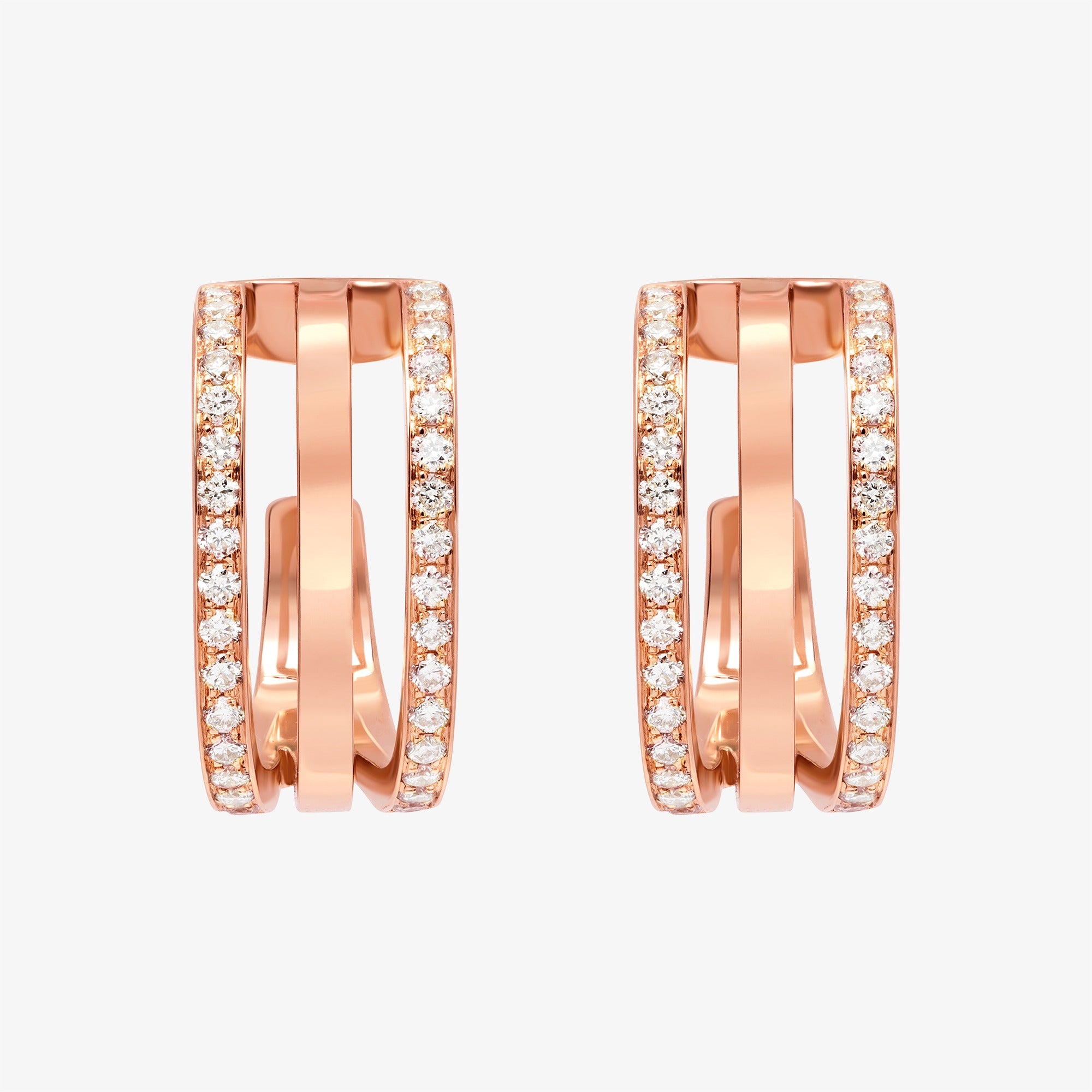 Wid Rose Gold Diamond Triple Earrings