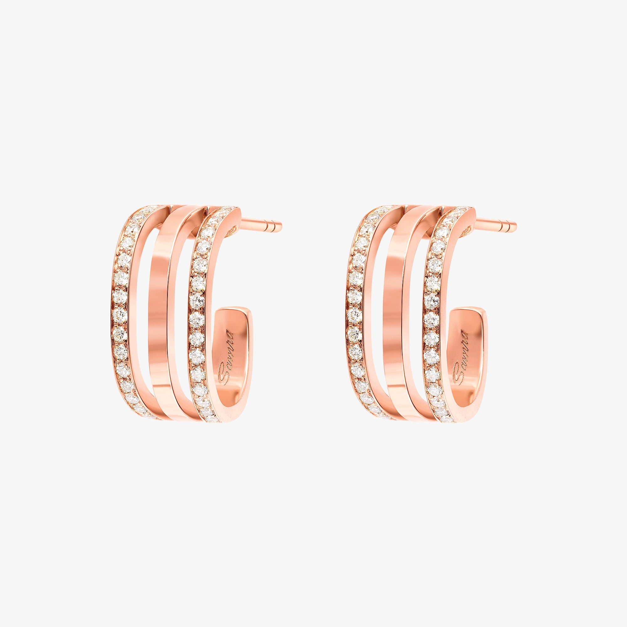 Wid Rose Gold Diamond Triple Earrings