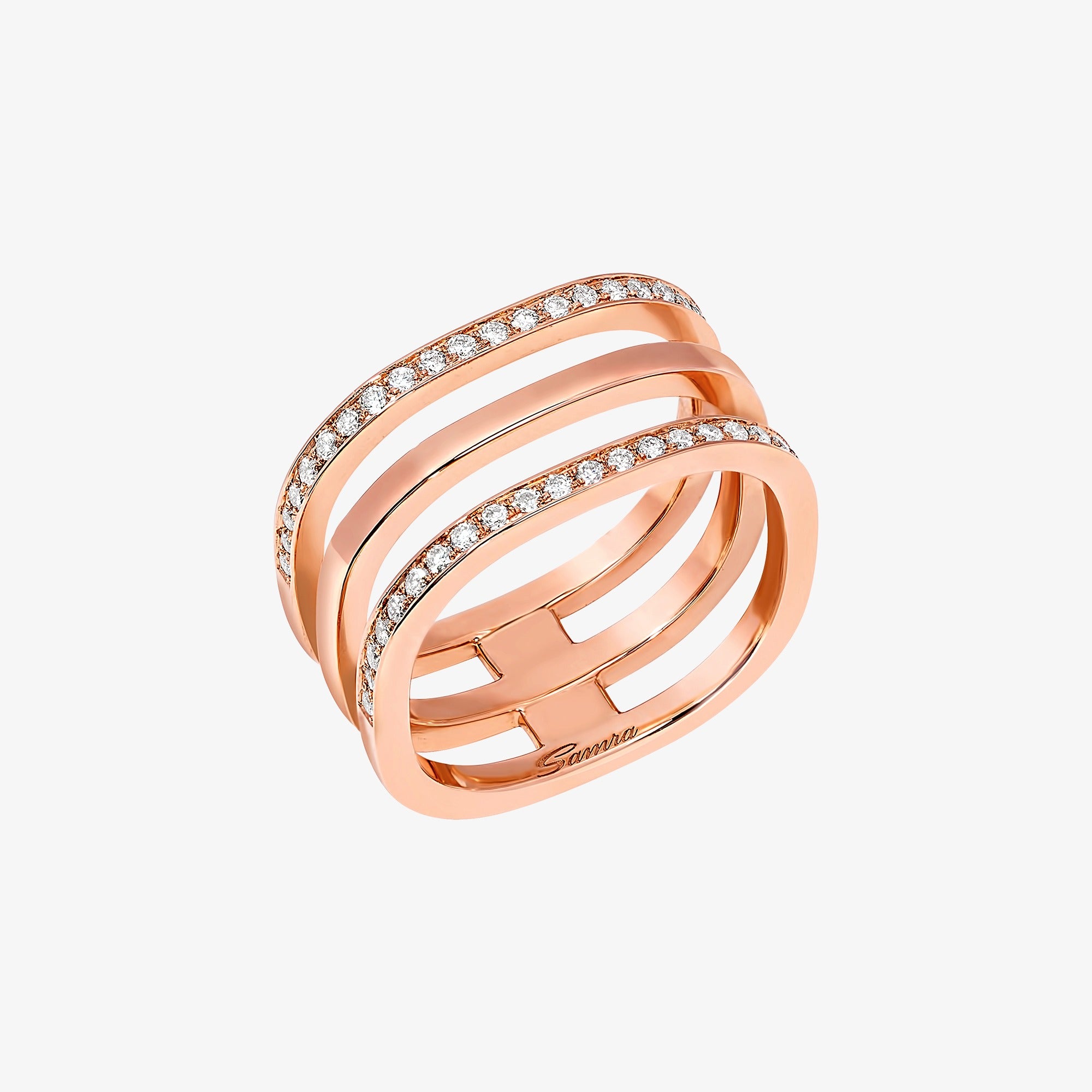 Wid Rose Gold Diamond Triple Ring