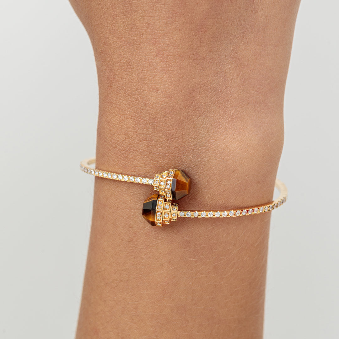 Azm Yellow Gold Tiger Eye Bangle - Samra Jewellery - Diamond Jewellery - AZM