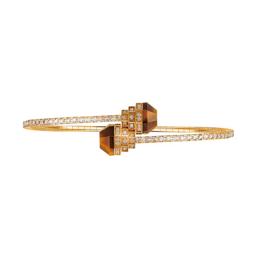 Azm Yellow Gold Tiger Eye Bangle - Samra Jewellery - Diamond Jewellery - AZM