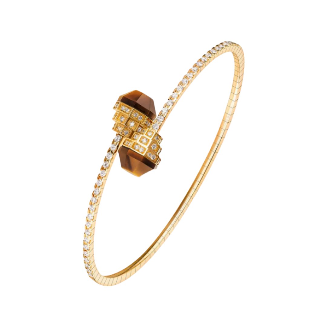 Azm Yellow Gold Tiger Eye Bangle - Samra Jewellery - Diamond Jewellery - AZM