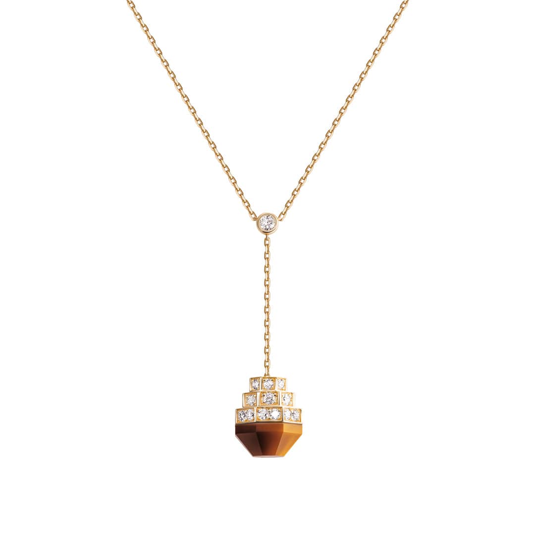 Azm Yellow Gold Tiger Eye Necklace - Samra Jewellery - Diamond Jewellery - AZM