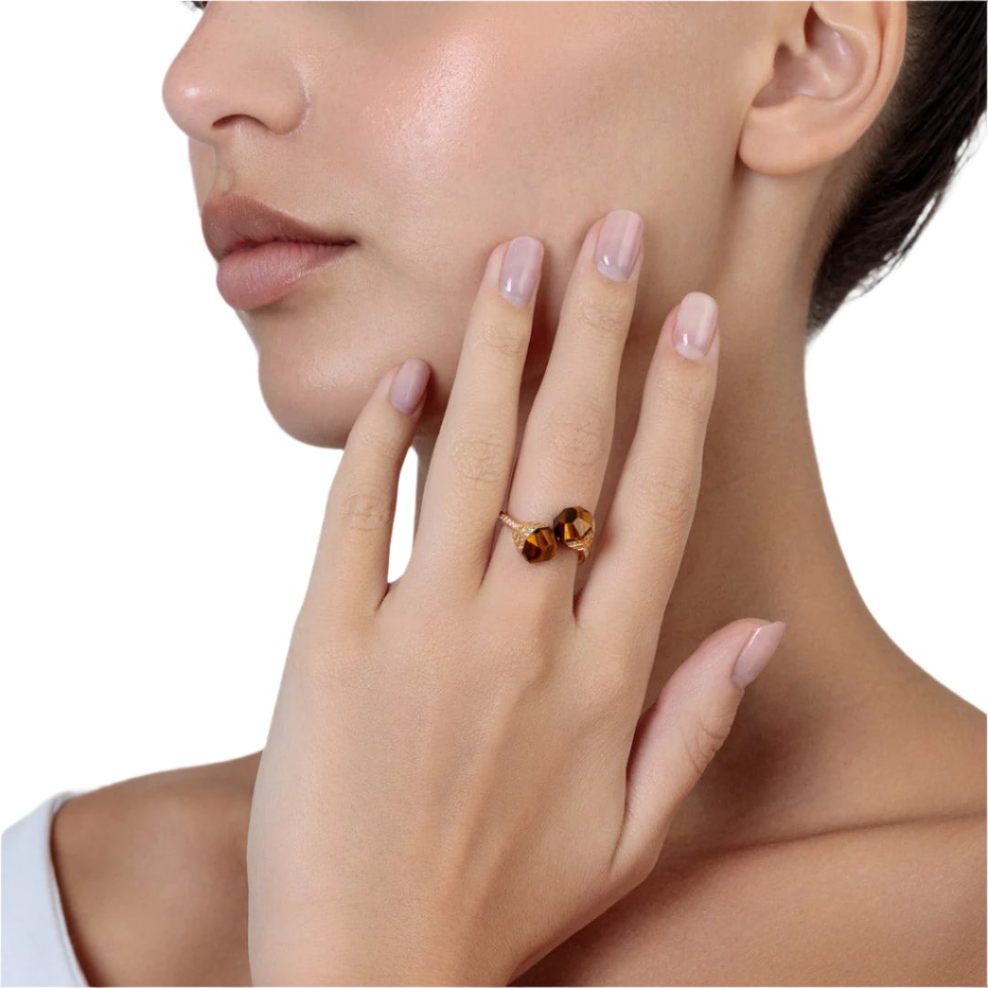 Azm Yellow Gold Tiger Eye Ring - Samra Jewellery - Diamond Jewellery - AZM