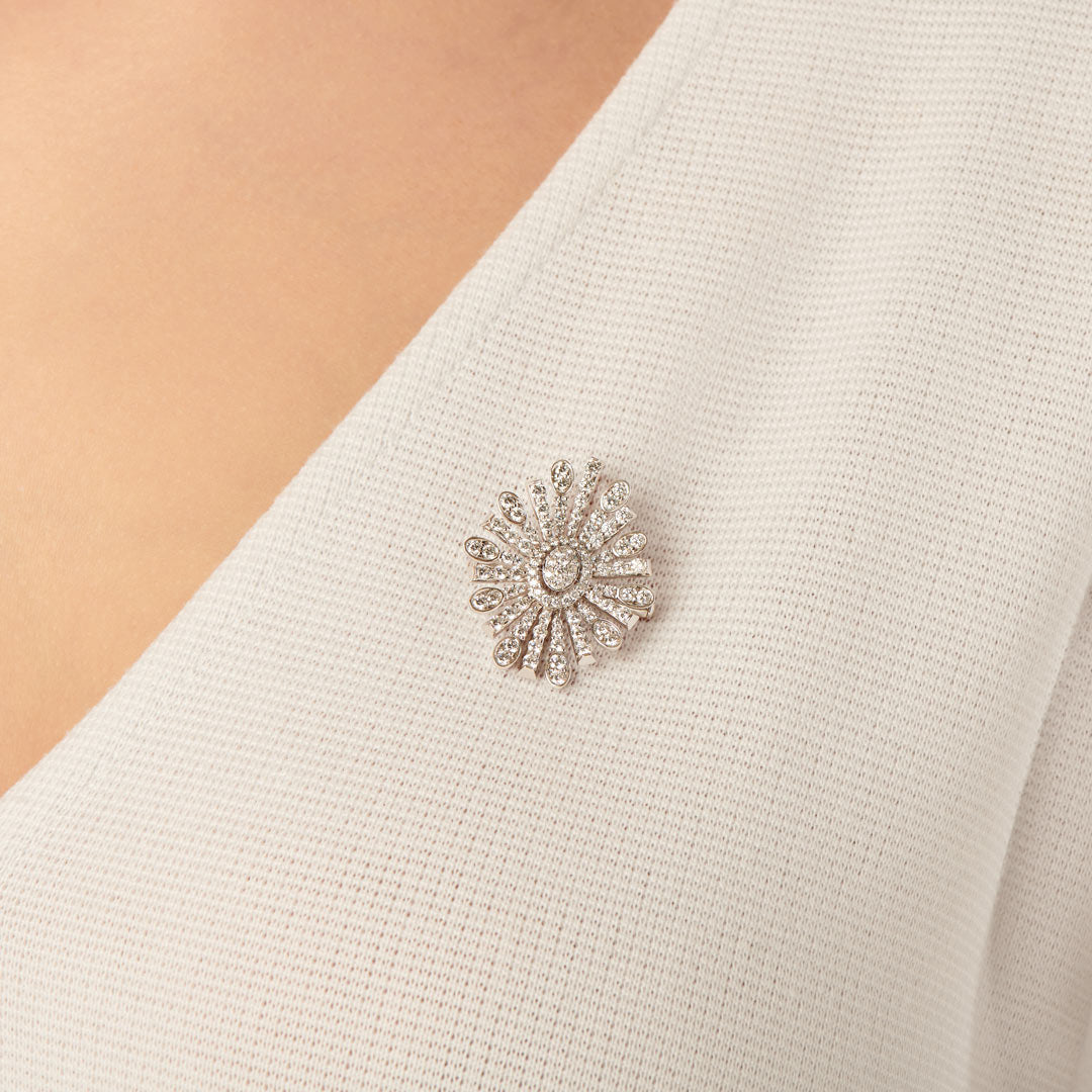 Barq Oval White Gold Diamond Brooch Necklace - Samra Jewellery - Diamond Jewellery - BARQ