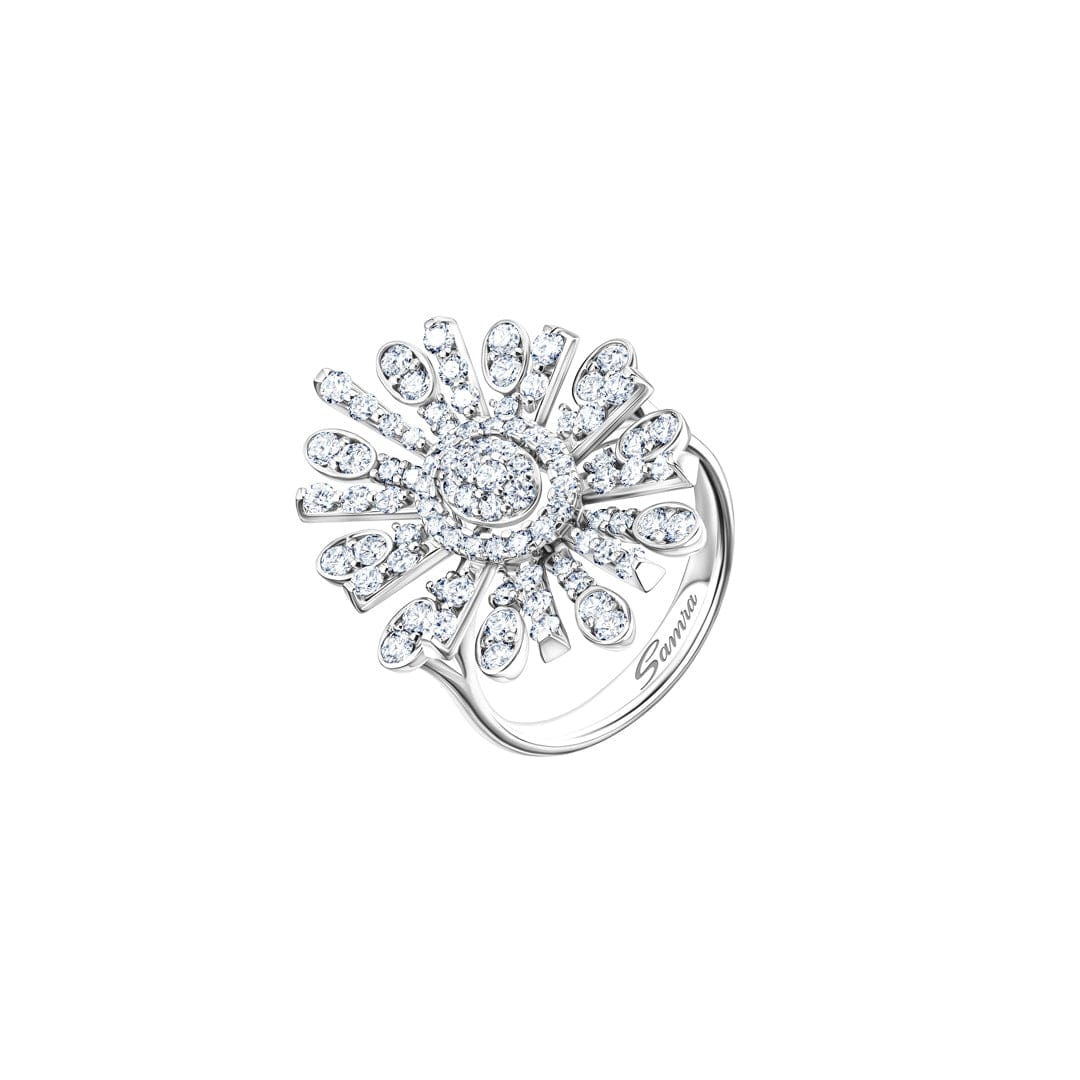 Diamond flower ring white on sale gold