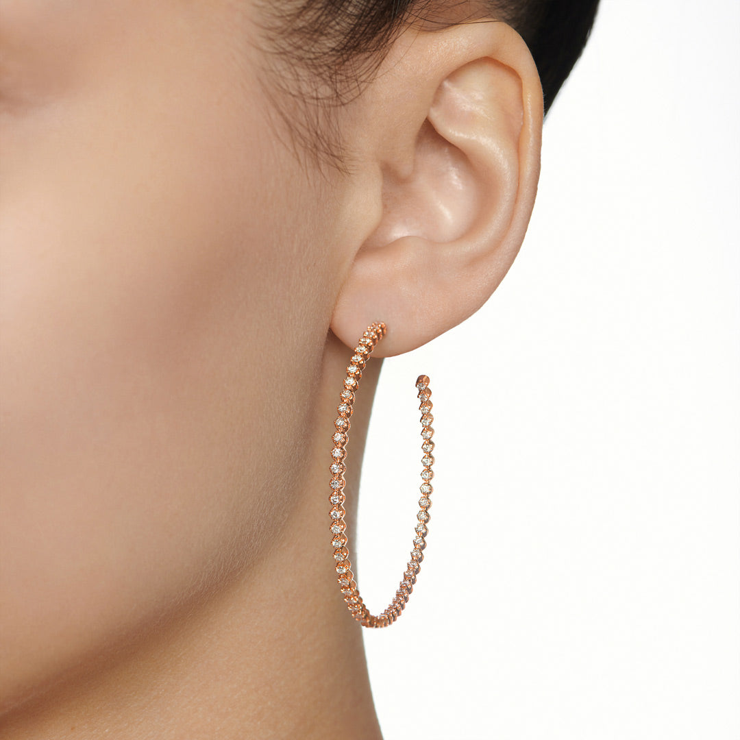 Barq Rose Gold Brilliant Diamond Large Hoop Earring - Samra Jewellery - Diamond Jewellery - BARQ