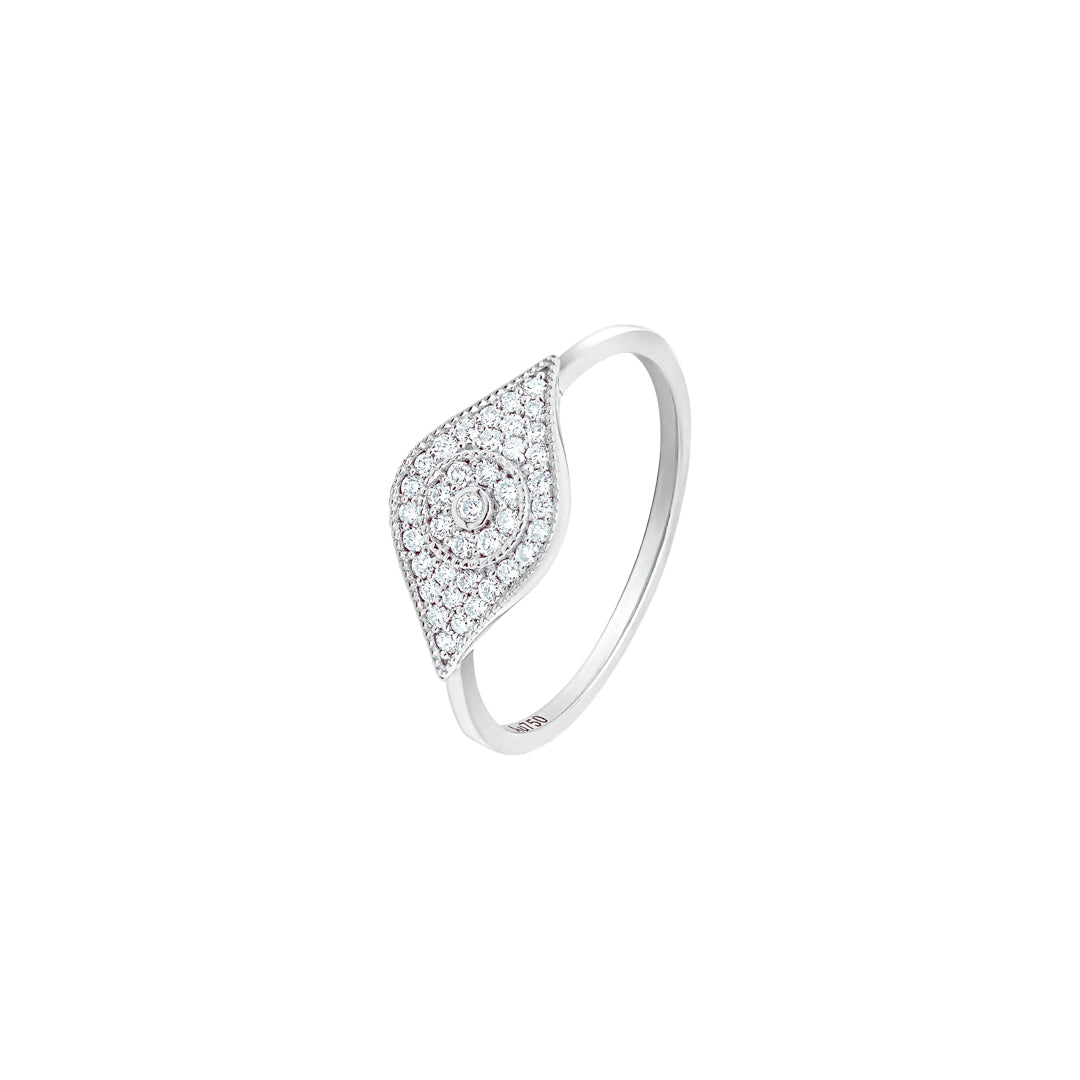 Barq White Gold Diamond Eye Ring - Samra Jewellery - Diamond Jewellery - BARQ