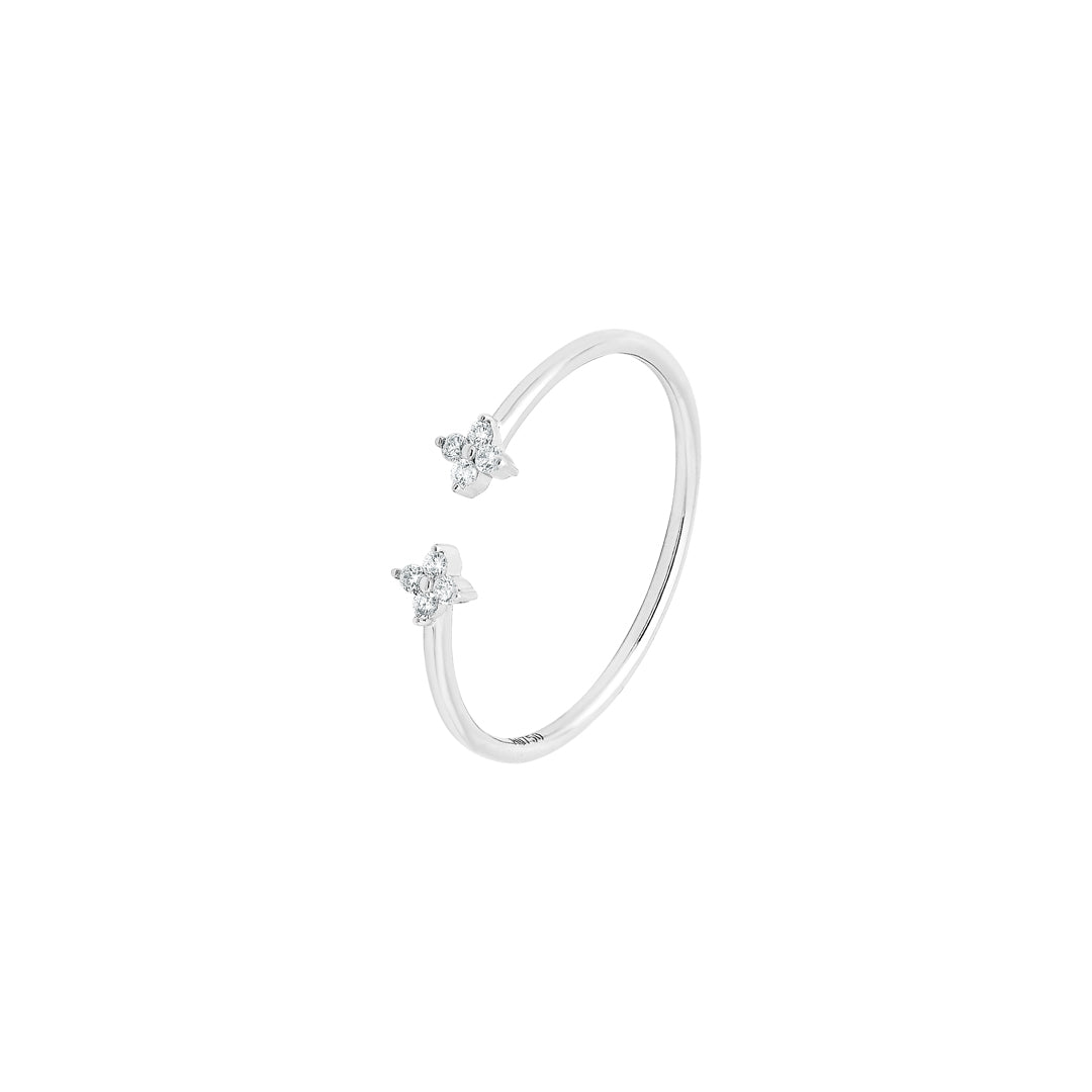 Barq White Gold Diamond Flower Ring - Samra Jewellery - Diamond Jewellery - BARQ