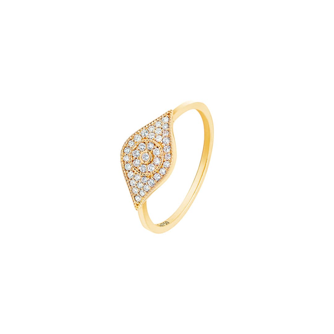 Barq Yellow Gold Diamond Eye Ring - Samra Jewellery - Diamond Jewellery - BARQ