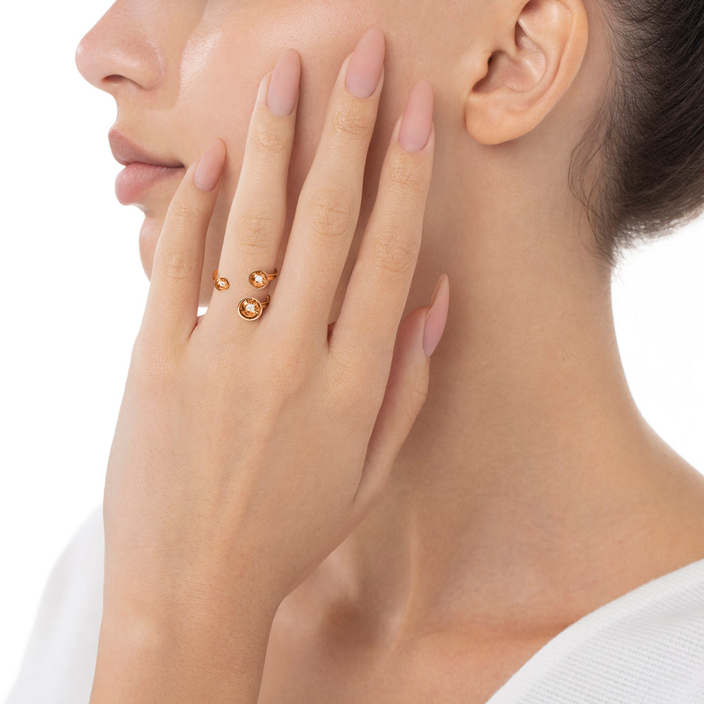 Bint Al Matar Rose Gold Between Finger Ring - Samra Jewellery - Diamond Jewellery - BINT AL MATAR