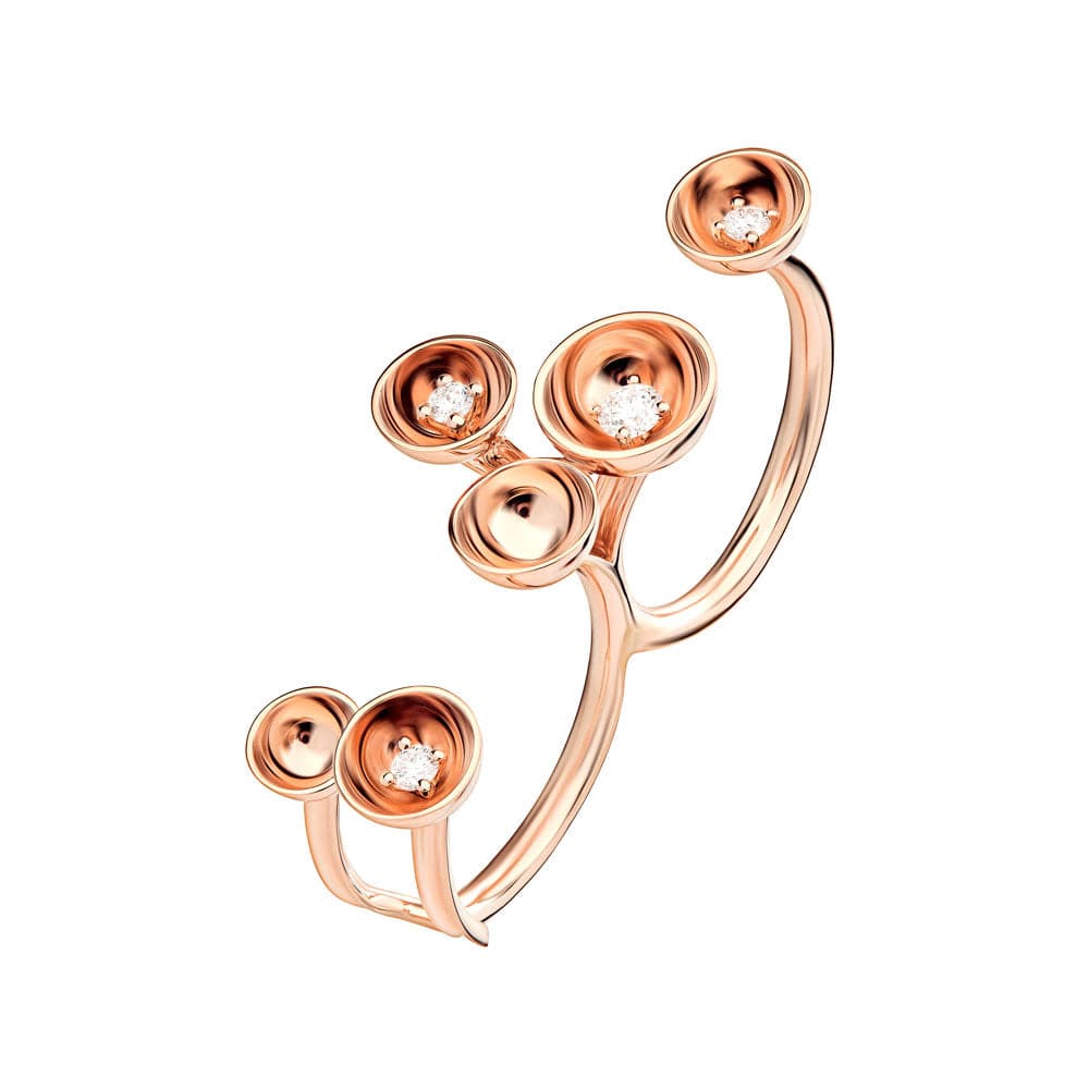 Bint Al Matar Rose Gold Double Finger Ring - Samra Jewellery - Diamond Jewellery - BINT AL MATAR
