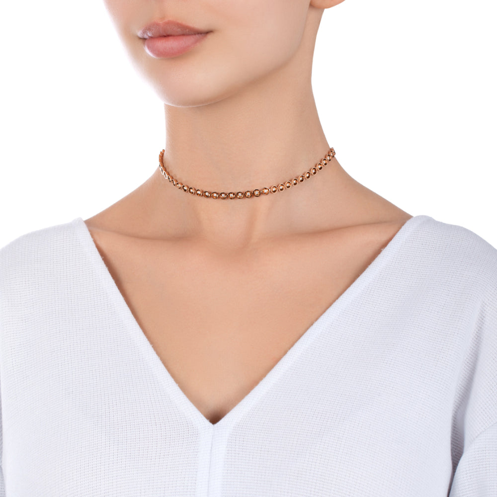 Bint Al Matar Rose Gold Half Set Choker - Samra Jewellery - Diamond Jewellery - BINT AL MATAR