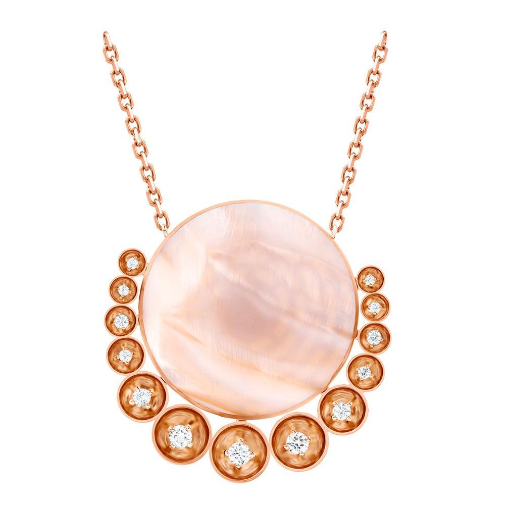 Bint Al Matar Rose Gold Mother Of Pearl Large Necklace - Samra Jewellery - Diamond Jewellery - BINT AL MATAR