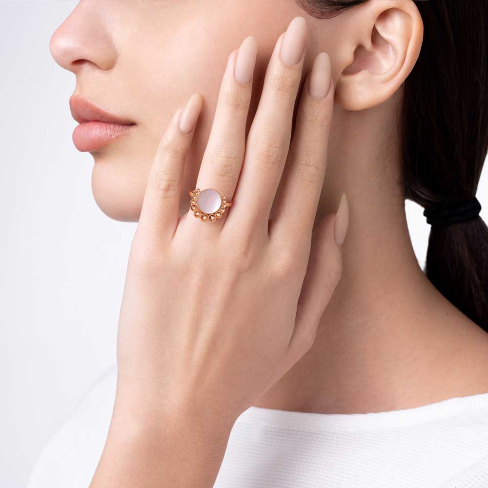 Bint Al Matar Rose Gold Mother Of Pearl Ring - Samra Jewellery - Diamond Jewellery - BINT AL MATAR