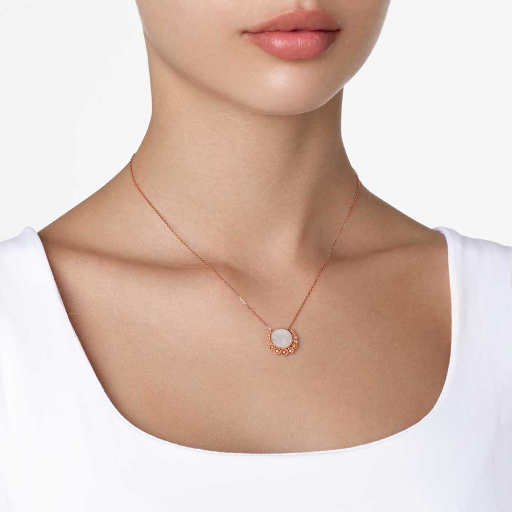 Bint Al Matar Rose Gold Mother Of Pearl Small Necklace - Samra Jewellery - Diamond Jewellery - BINT AL MATAR
