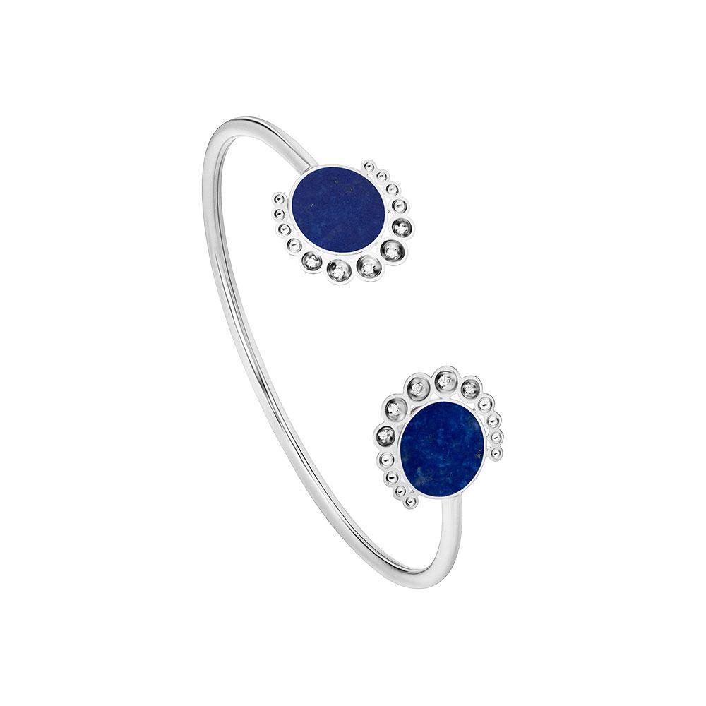 Bint Al Matar White Gold Lapis Lazuli Bangle - Samra Jewellery - Diamond Jewellery - BINT AL MATAR