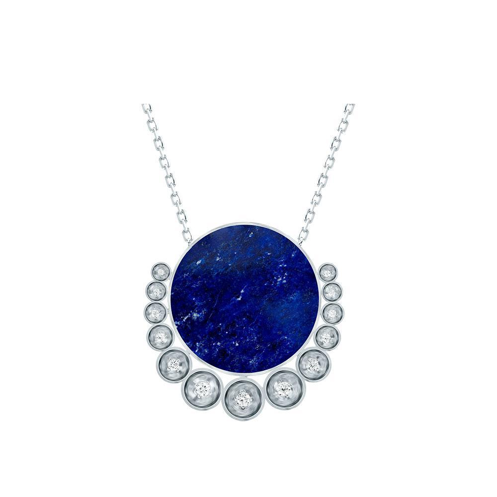 Bint Al Matar White Gold Lapis Lazuli Medium Necklace - Samra Jewellery - Diamond Jewellery - BINT AL MATAR