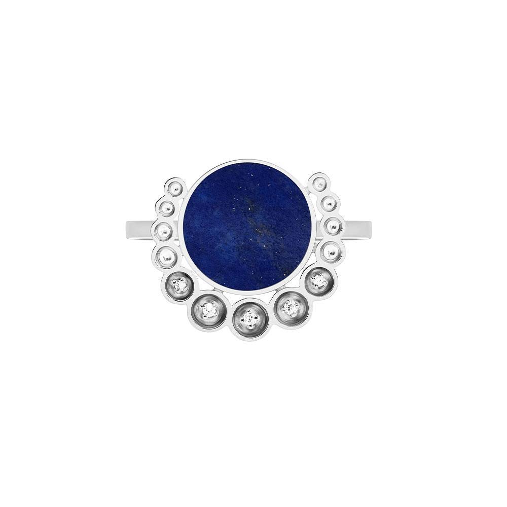 Bint Al Matar White Gold Lapis Lazuli Ring - Samra Jewellery - Diamond Jewellery - BINT AL MATAR