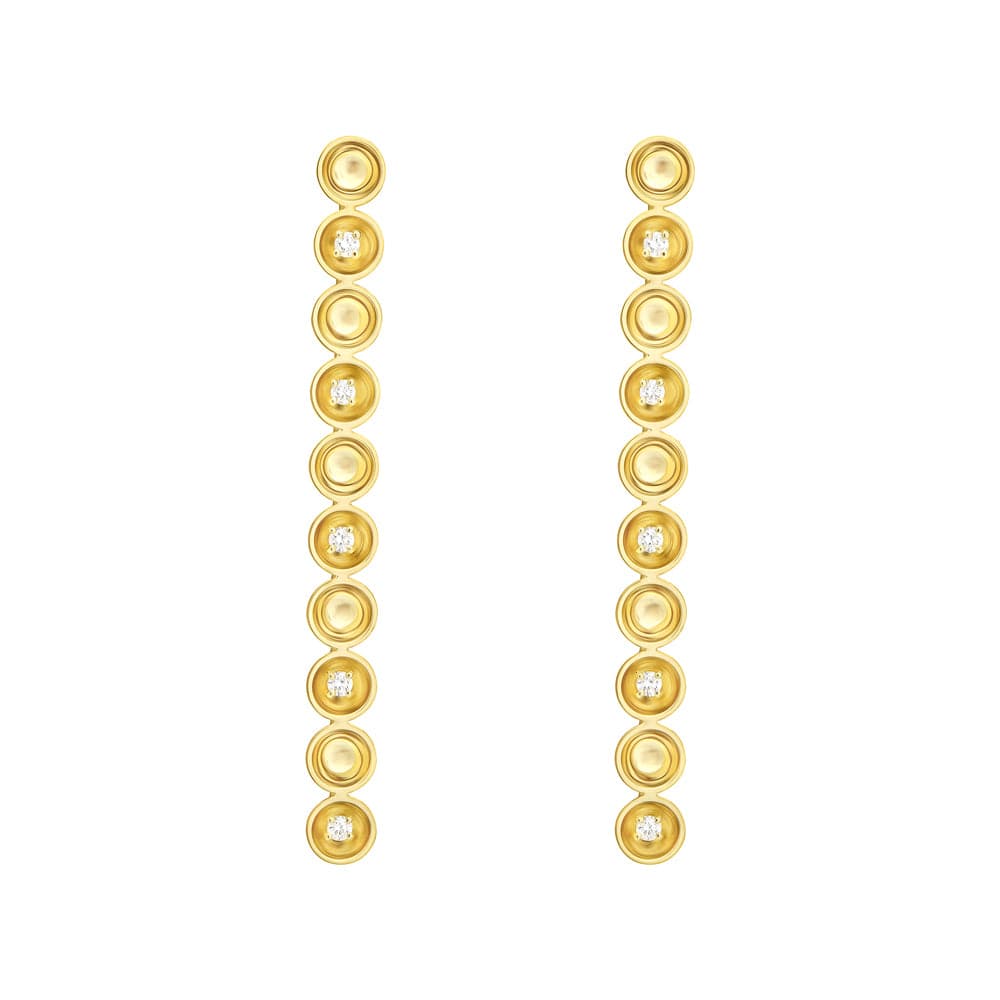 Bint Al Matar Yellow Gold Dangling Earring - Samra Jewellery - Diamond Jewellery - BINT AL MATAR
