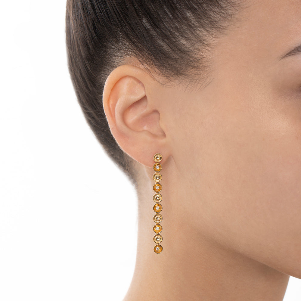 Bint Al Matar Yellow Gold Dangling Earring - Samra Jewellery - Diamond Jewellery - BINT AL MATAR