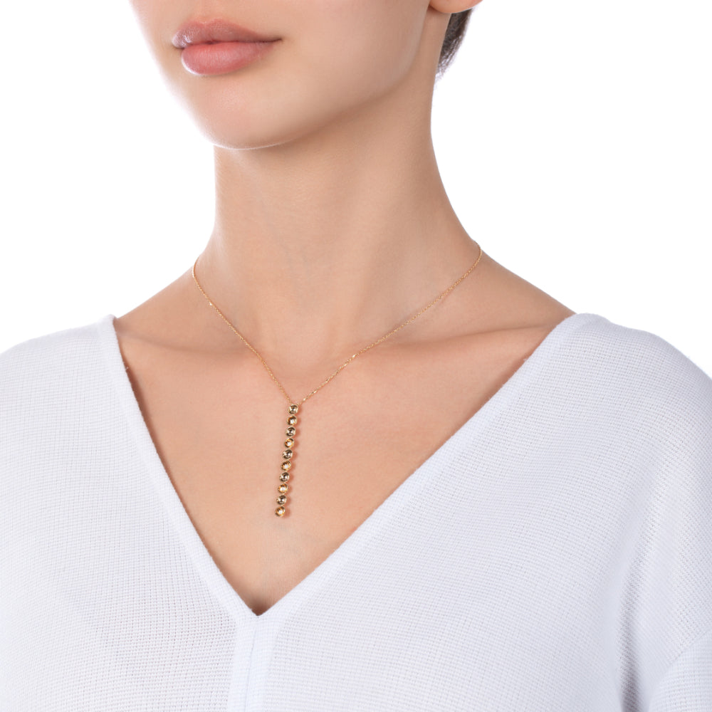Bint Al Matar Yellow Gold Dangling Necklace - Samra Jewellery - Diamond Jewellery - BINT AL MATAR