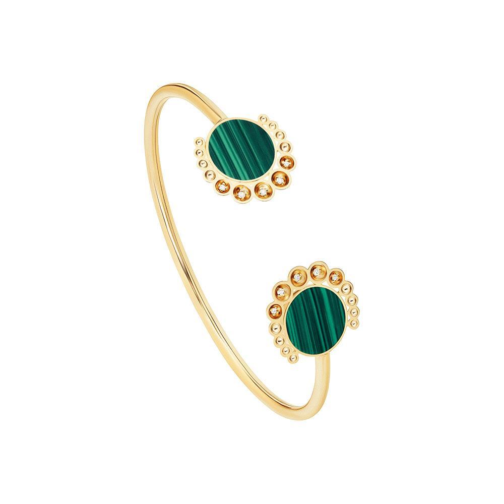 Bint Al Matar Yellow Gold Malachite Bangle - Samra Jewellery - Diamond Jewellery - BINT AL MATAR