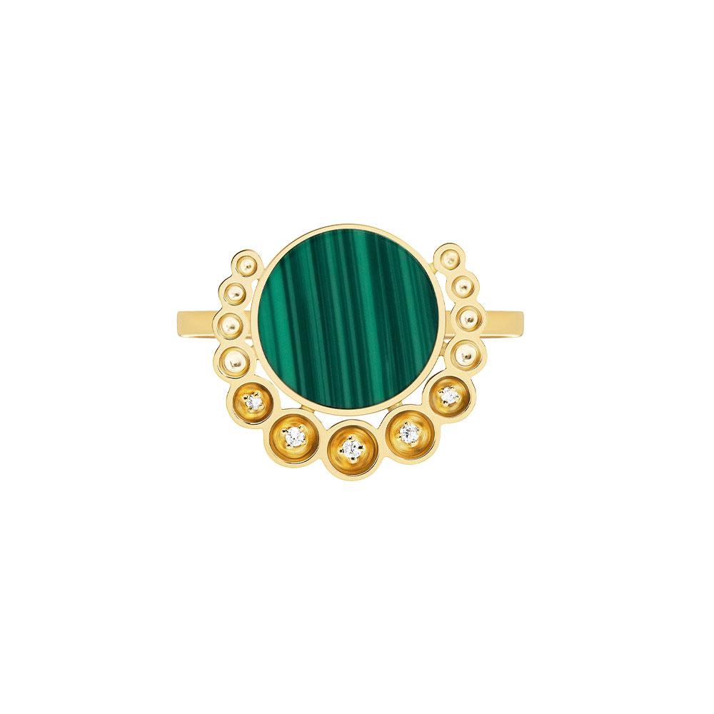 Bint Al Matar Yellow Gold Malachite Ring - Samra Jewellery - Diamond Jewellery - BINT AL MATAR
