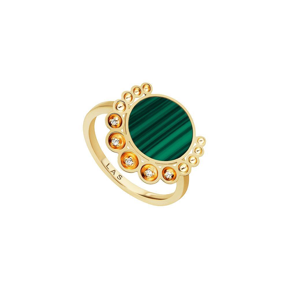 Bint Al Matar Yellow Gold Malachite Ring - Samra Jewellery - Diamond Jewellery - BINT AL MATAR