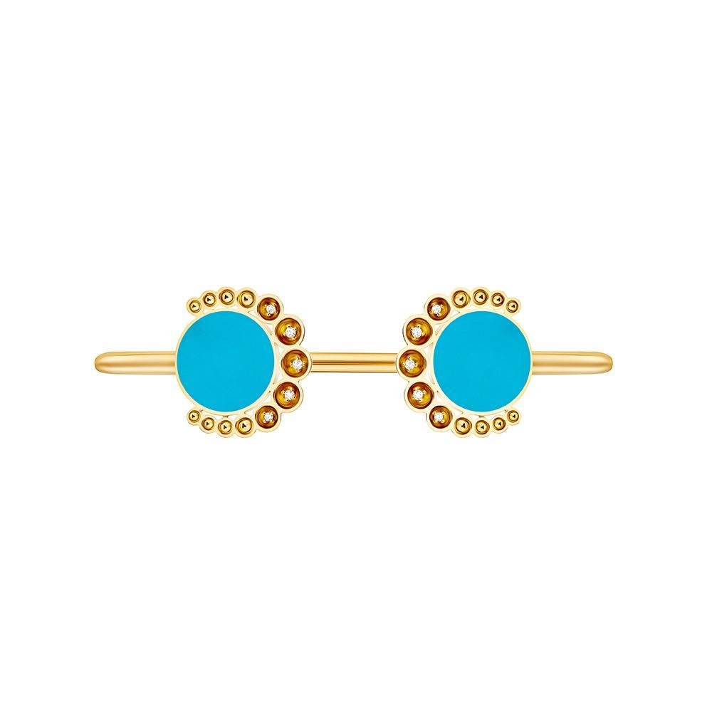 Bint Al Matar Yellow Gold Turquoise Bangle - Samra Jewellery - Diamond Jewellery - BINT AL MATAR