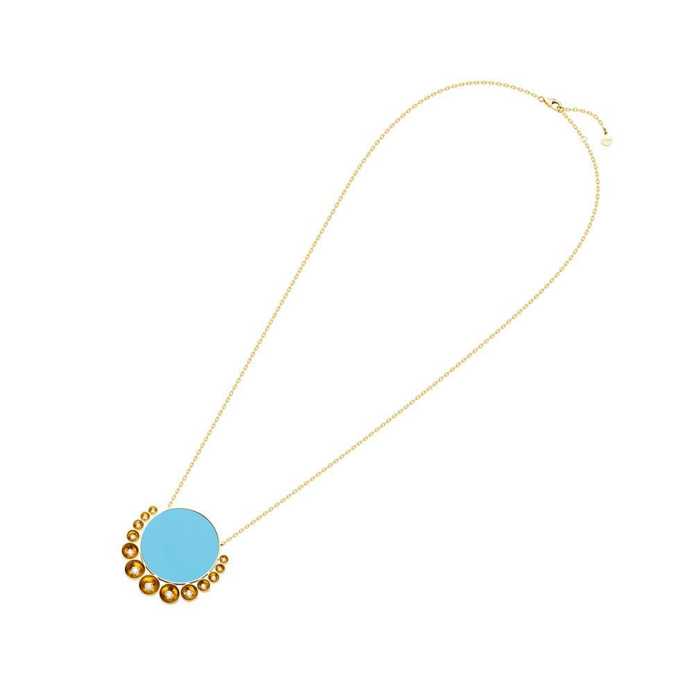 Bint Al Matar Yellow Gold Turquoise Large Necklace - Samra Jewellery - Diamond Jewellery - BINT AL MATAR