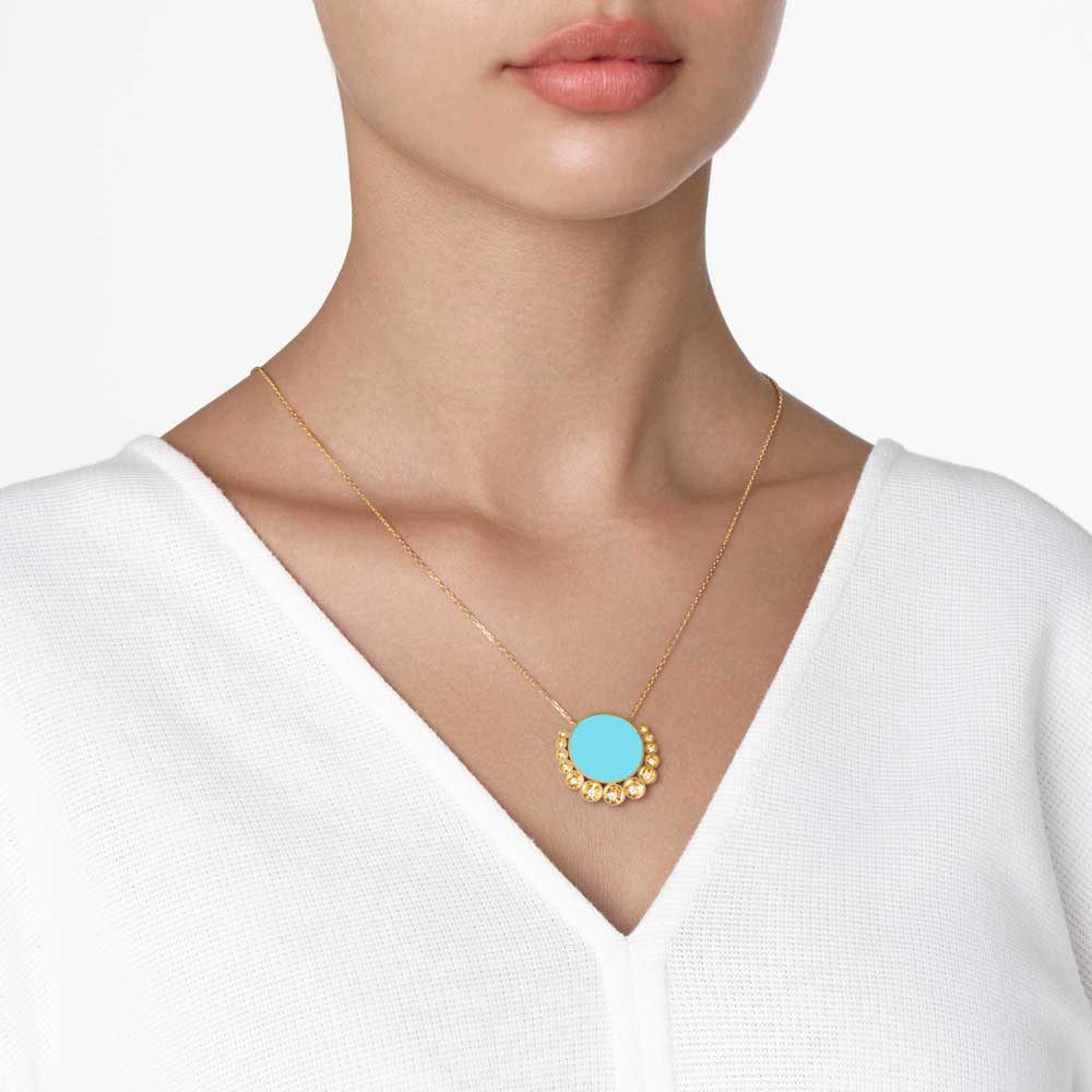 Bint Al Matar Yellow Gold Turquoise Medium Necklace - Samra Jewellery - Diamond Jewellery - BINT AL MATAR