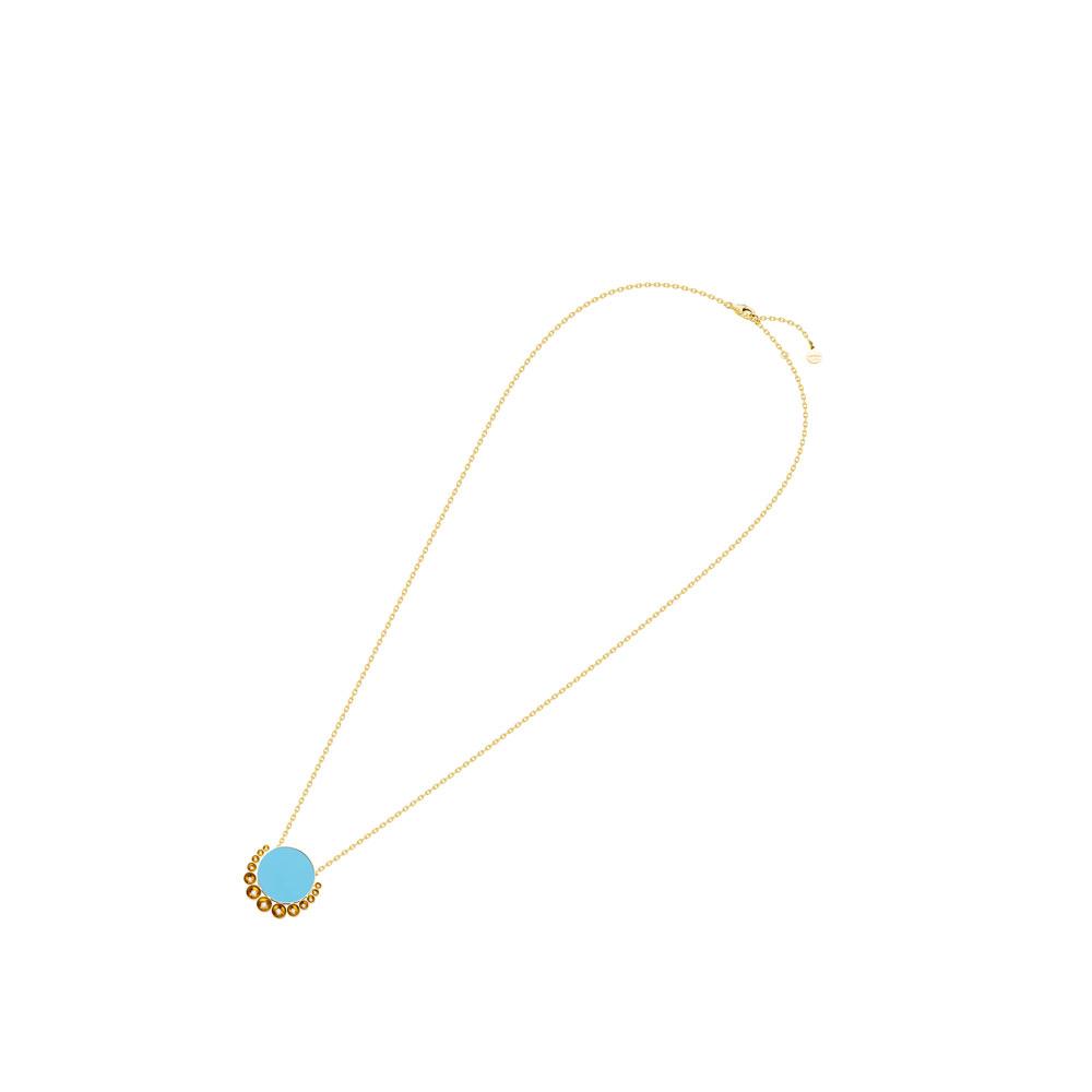Bint Al Matar Yellow Gold Turquoise Small Necklace - Samra Jewellery - Diamond Jewellery - BINT AL MATAR