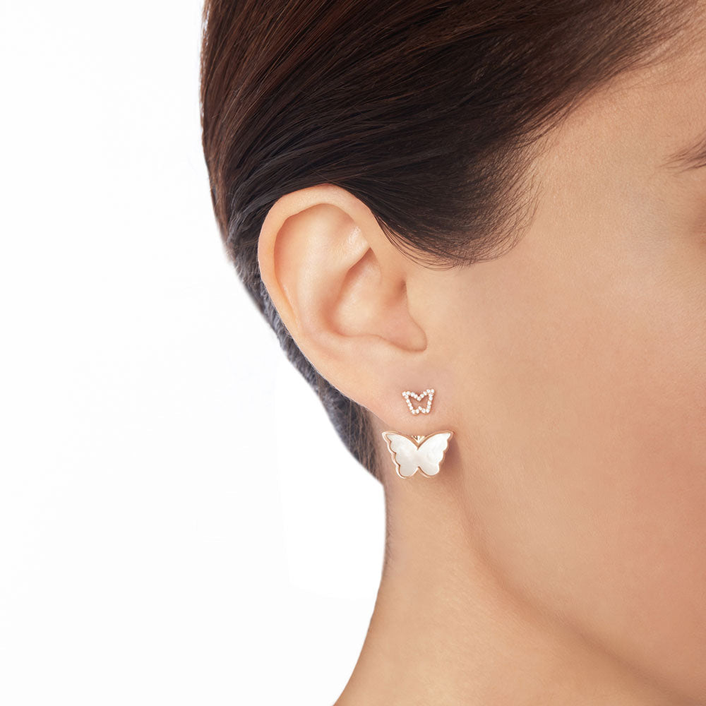 Classic Butterfly Rose Gold Mother of Pearl Ear Jacket - Samra Jewellery - Diamond Jewellery - BUTTERFLIES