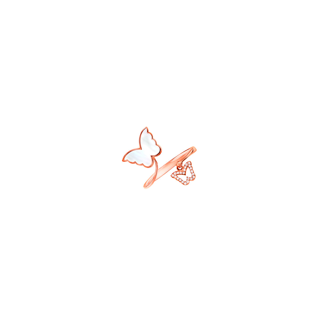 Classic Butterfly Rose Gold Mother of Pearl Kids Ring - Samra Jewellery - Diamond Jewellery - BUTTERFLIES
