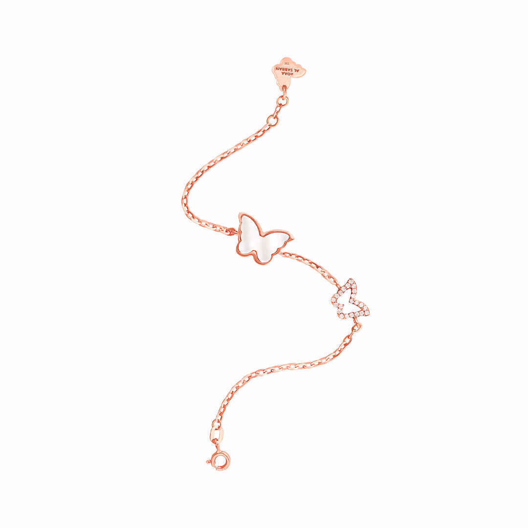 Classic Butterfly Rose Gold Mother of Pearl Kids Single Bracelet - Samra Jewellery - Diamond Jewellery - BUTTERFLIES