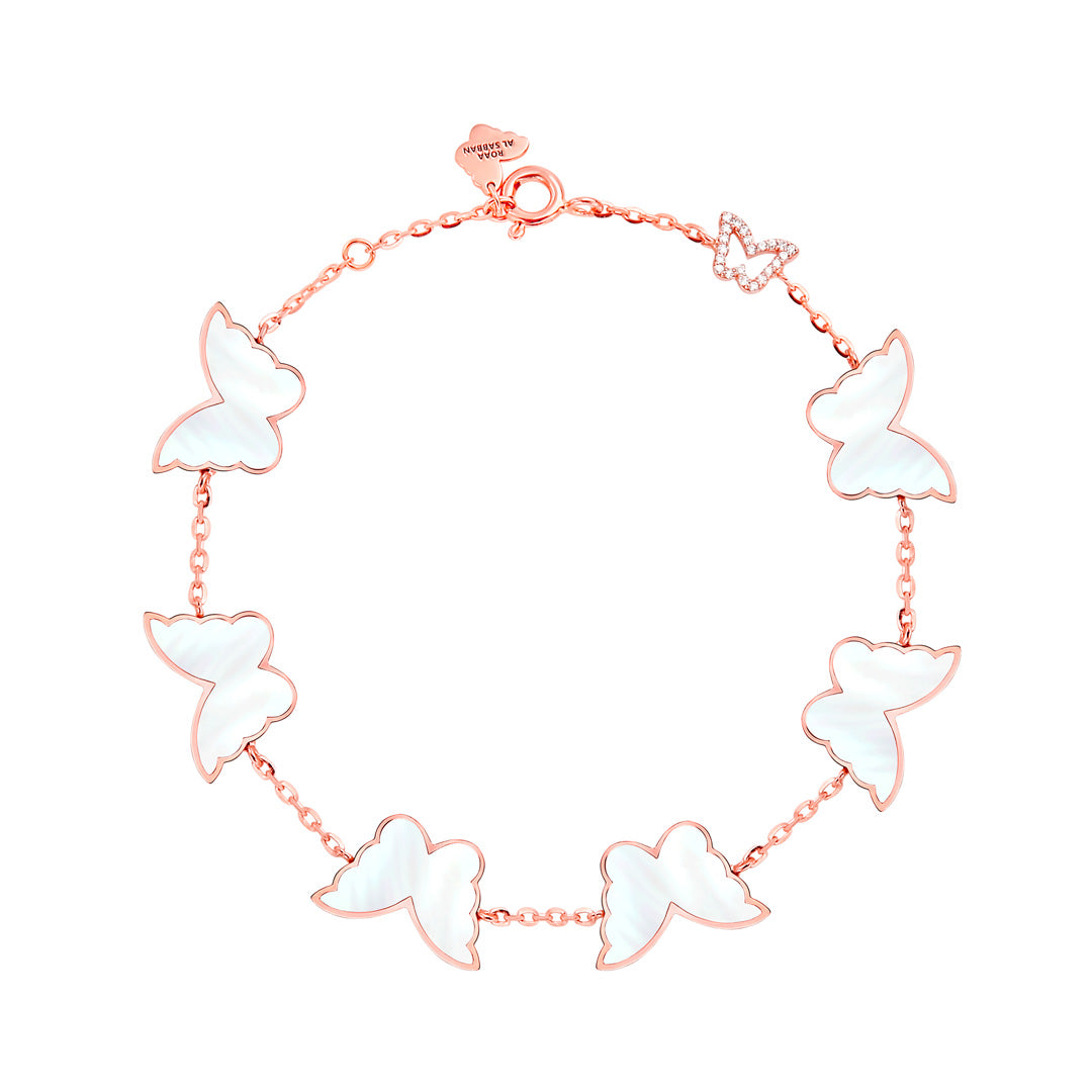 Classic Butterfly Rose Gold Mother of Pearl Multi Bracelet - Samra Jewellery - Diamond Jewellery - BUTTERFLIES