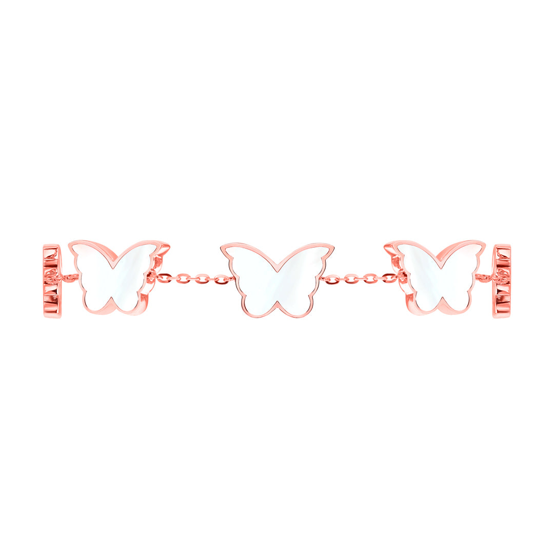 Classic Butterfly Rose Gold Mother of Pearl Multi Bracelet - Samra Jewellery - Diamond Jewellery - BUTTERFLIES