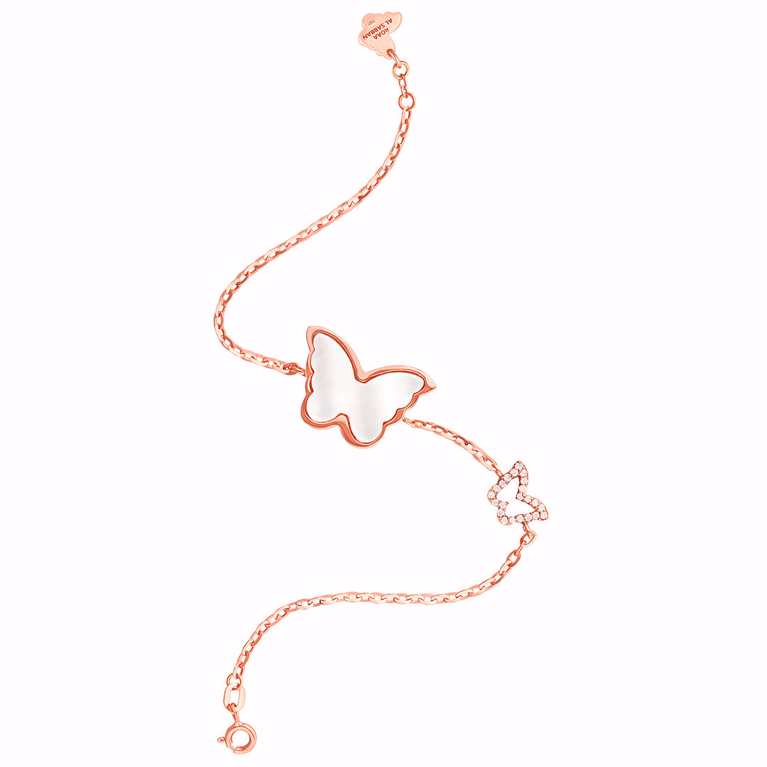 Classic Butterfly Rose Gold Mother of Pearl Single Bracelet - Samra Jewellery - Diamond Jewellery - BUTTERFLIES
