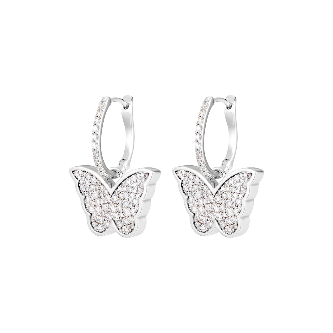 Classic Butterfly White Gold Diamond Reversible Large Earring - Samra Jewellery - Diamond Jewellery - BUTTERFLIES