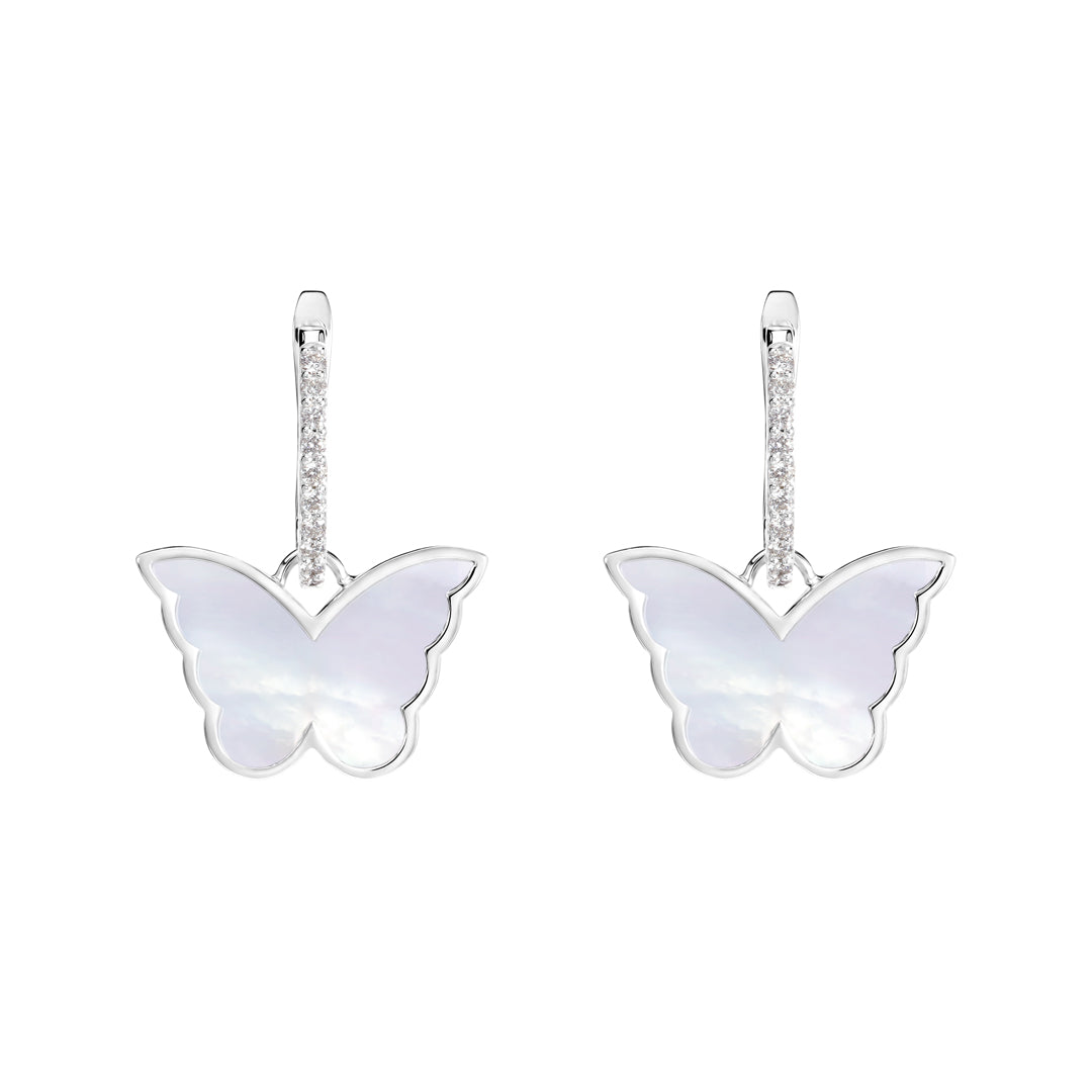 Classic Butterfly White Gold Diamond Reversible Large Earring - Samra Jewellery - Diamond Jewellery - BUTTERFLIES